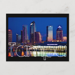 Tampa, Florida bij zonsopgang van Davis Islands. Briefkaart