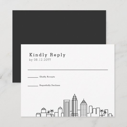 Tampa, Florida bruiloft | Gestileerde Skyline RSVP (Voorkant / Achterkant)
