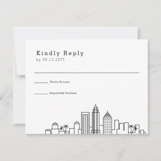 Tampa, Florida bruiloft | Gestileerde Skyline RSVP Kaartje (Voorkant)