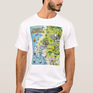 Tampa Florida Cartoon Map T-shirt
