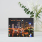 Tampa, Florida, City Lights Skyline door Night Briefkaart (Staand voorkant)