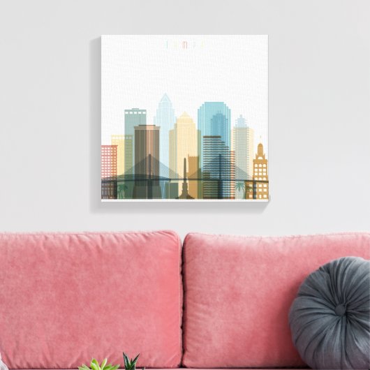 Tampa, Florida | City Skyline Canvas Afdruk (Insitu (Woonkamer))