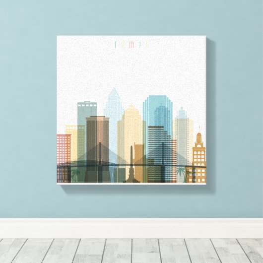 Tampa, Florida | City Skyline Canvas Afdruk (Insitu (Houten vloer))