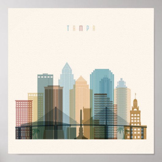 Tampa, Florida | City Skyline Poster (Voorkant)
