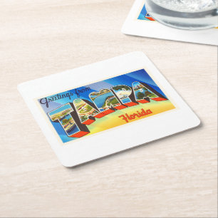 Tampa Florida FL Old Vintage Travel Souvenir Kartonnen Onderzetters