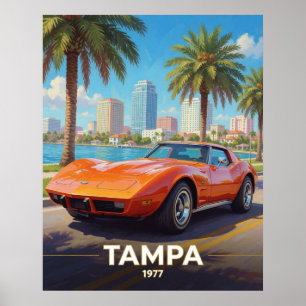 Tampa Florida Kust Autocultuur 1977 Poster