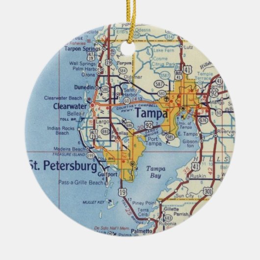  Tampa Florida Map Keramisch Ornament (Voorkant)