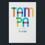 Tampa Florida Mid Century, Pop Art, Imitatie Canvas Print<br><div class="desc">Tampa Florida klassieke retro teruggooistijl van de jaren '70 en '80. Heldere primaire kleuren in de abstracte kunststijl van de 20e eeuw met eenvoudige geometrische elementen.  pop kunst. Eenvoudig gedurfd,  je eigen woonplaats hardop draag.</div>