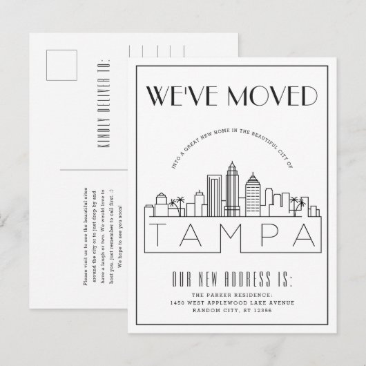 Tampa, Florida Modern Deco | Adreswijziging Aankondigingskaart (Voorkant / Achterkant)