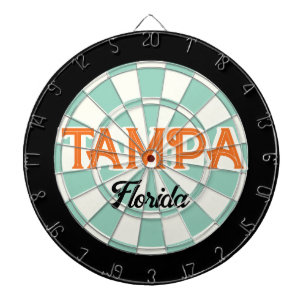 TAMPA Florida Oranje tekst Licht Teal Wit Zwart Dartbord