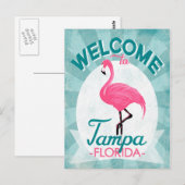 Tampa Florida Pink Flamingo -  Retro Travel Briefkaart (Voorkant / Achterkant)