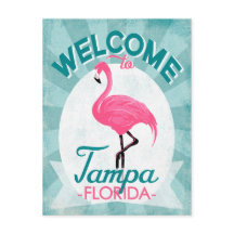 Tampa Florida Pink Flamingo -  Retro Travel