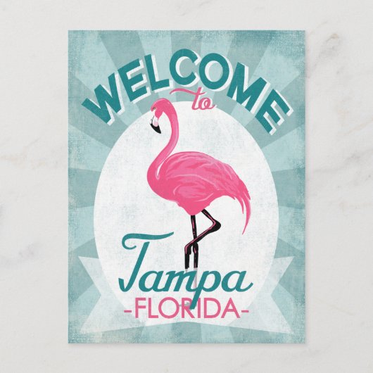 Tampa Florida Pink Flamingo -  Retro Travel Briefkaart (Voorkant)