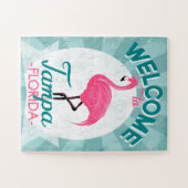Tampa Florida Pink Flamingo - Retro Travel Legpuzzel (Horizontaal)