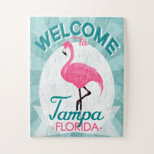 Tampa Florida Pink Flamingo - Retro Travel Legpuzzel