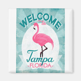 Tampa Florida Pink Flamingo -  Retro Travel Magneet