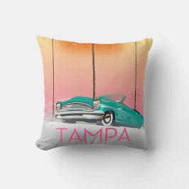 Tampa Florida Reisposter in vintage stijl Kussen