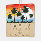 Tampa Florida Retro Palmbomen Souvenir 80s Keramisch Ornament (Links)