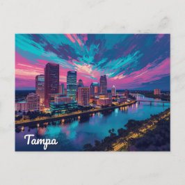 Tampa Florida Silhouet Nacht Kunst Briefkaart