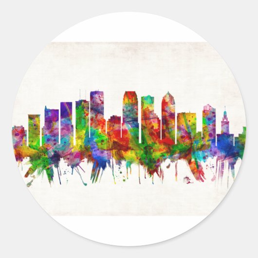 Tampa Florida Skyline Ronde Sticker (Voorkant)