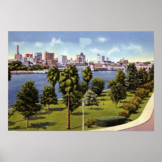Tampa Florida Skyline van Davis Island Poster (Voorkant)