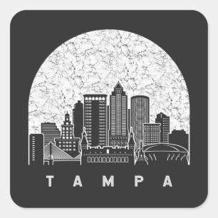 Tampa Florida Skyline Vierkante Sticker
