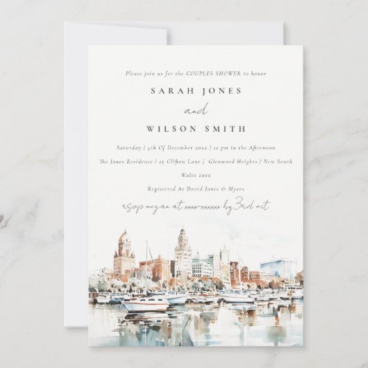 Tampa Florida Skyline Waterverf Koppels Douche Kaart (Voorkant)