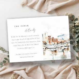 Tampa Florida Skyline Waterverf Wedding Details Informatiekaartje