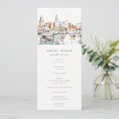 Tampa Florida Skyline Waterverf Wedding Programma (Staand voorkant)