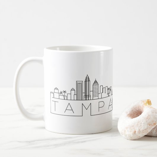 Tampa, Florida  | Stad gestileerde Skyline Koffiemok (Met donut)