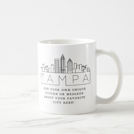 Tampa, Florida Stylized Skyline | Aangepaste sloga Koffiemok (Rechts)