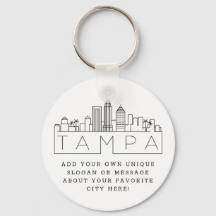 Tampa, Florida Stylized Skyline Aangepaste sloga Sleutelhanger