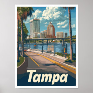 Tampa Florida USA Art Vintage Travel Illustratie Poster