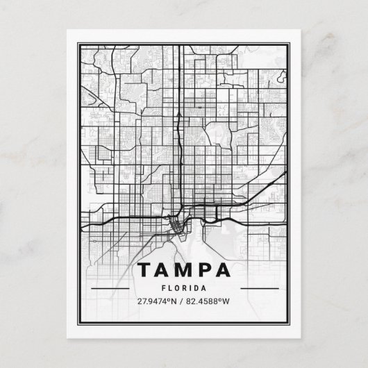 Tampa Florida USA Travel City Map Briefkaart (Voorkant)