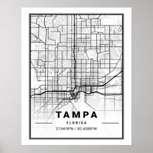 Tampa Florida USA Travel City Map Poster