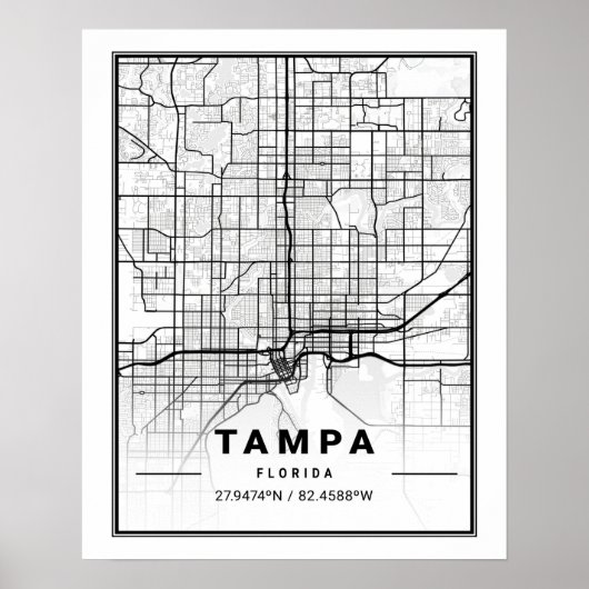 Tampa Florida USA Travel City Map Poster (Voorkant)