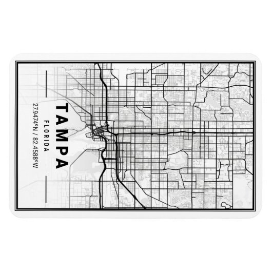 Tampa Florida USA Travel City Map Poster Magneet (Horizontaal)
