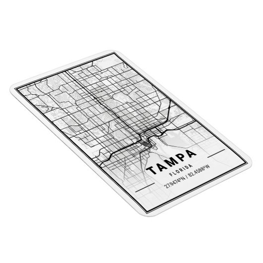 Tampa Florida USA Travel City Map Poster Magneet (Rechterzijde)