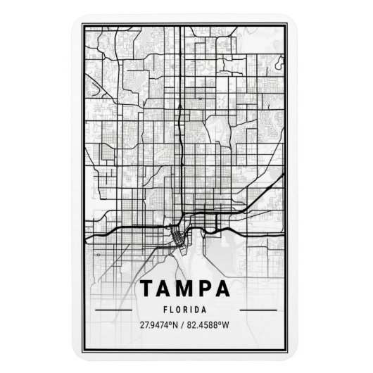 Tampa Florida USA Travel City Map Poster Magneet (Verticaal)
