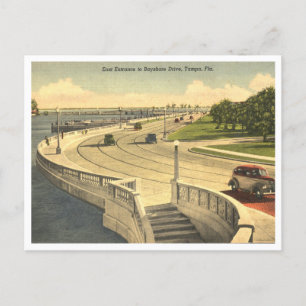 Tampa Florida Vintage East Bayshore Drive jaren 19 Briefkaart