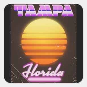 Tampa Florida vintage jaren 80 reisposter Vierkante Sticker
