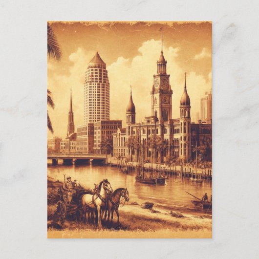 Tampa, Florida Vintage oude schilderij reizen Briefkaart (Voorkant)