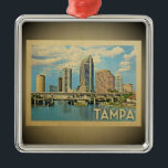 Tampa Florida Vintage Travel Ornament<br><div class="desc">Een  Tampa-ornament met een indrukwekkend uitzicht van de skyline in de stad.</div>