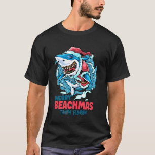 Tampa Florida vrolijke Beachmas Kerstmis Haai Kers T-shirt