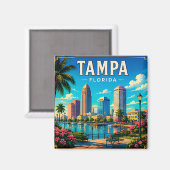 🌴 Tampa Florida Waterfront En Silhouet Magneet (Voorkant / Achterkant)