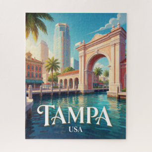 Tampa Florida Waterfront Silhouet Reizen Legpuzzel