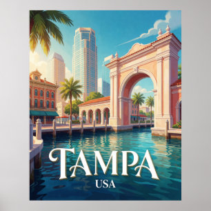 Tampa Florida Waterfront Silhouette Reis Poster