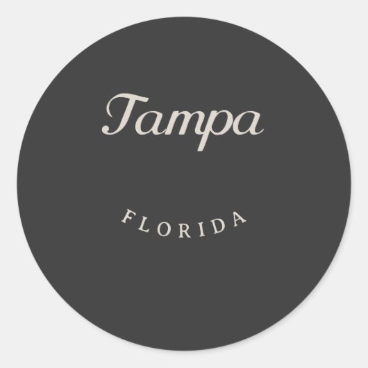 Tampa Florida White Font Ronde Sticker (Voorkant)