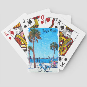 Tampa Florida Zomer Aquarel Schilderij Pokerkaarten