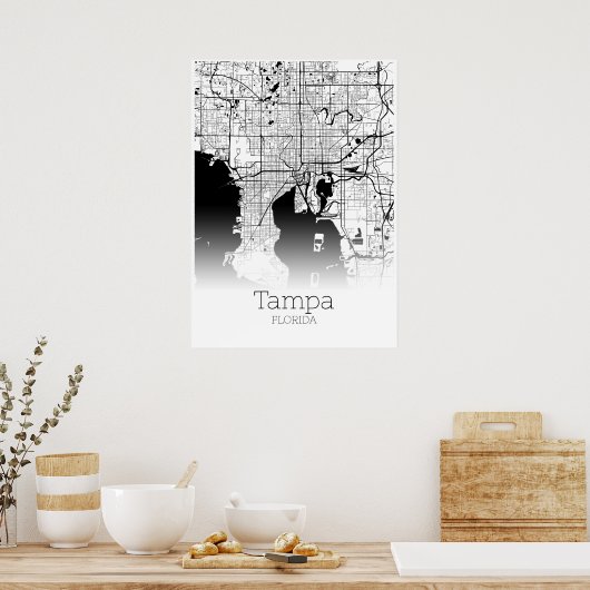 Tampa Map - Florida - City Map Poster (Keuken)